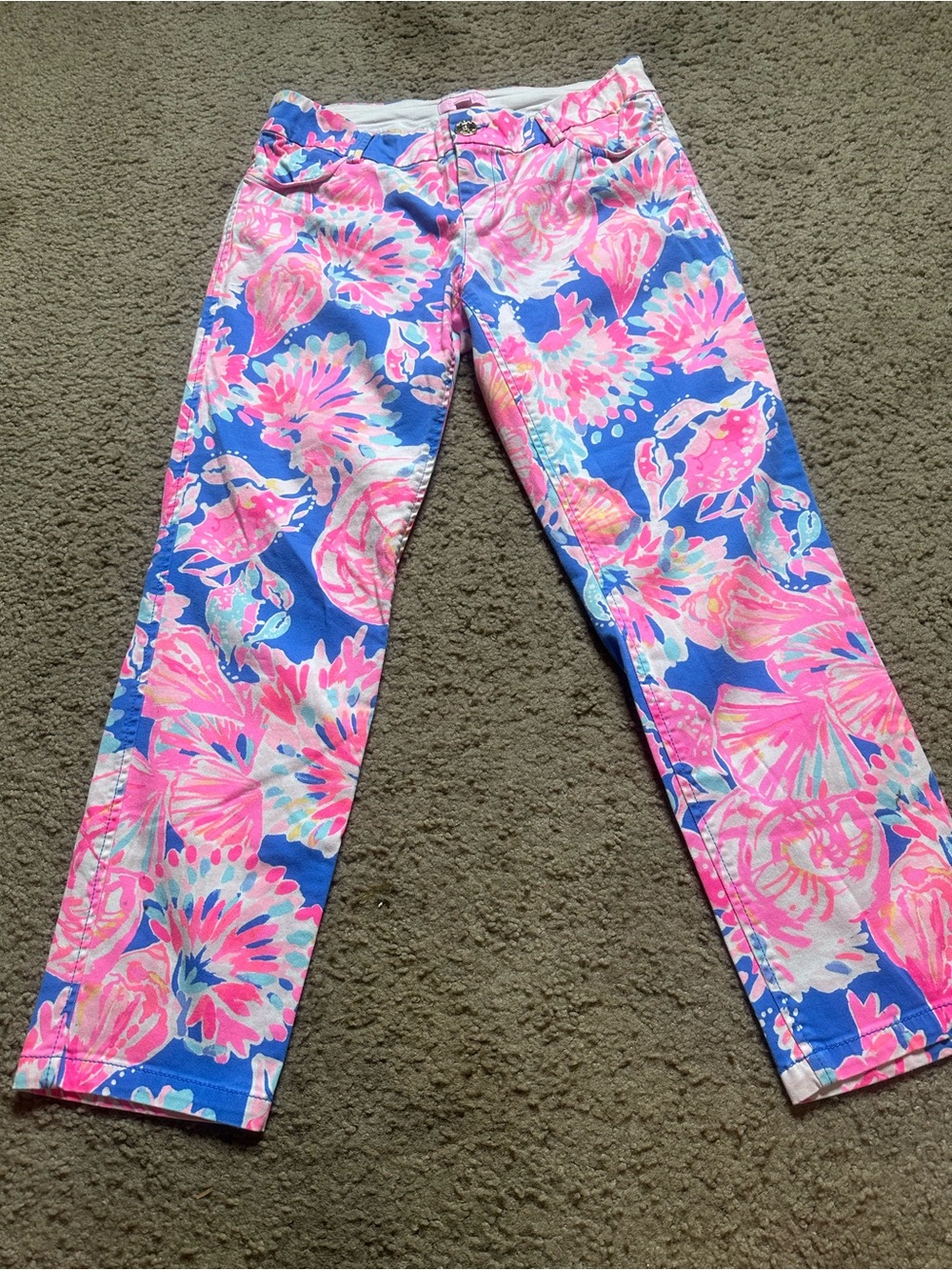 Lily Pulitzer Pinks & Blues in Floral Print Jeans Size 4 Stunning